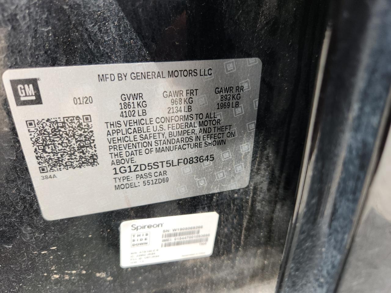 1G1ZD5ST5LF083645 CHEVROLET MALIBU 2020