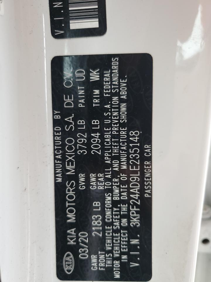 2020 Kia Forte Fe VIN: 3KPF24AD9LE235148 Lot: 63736605