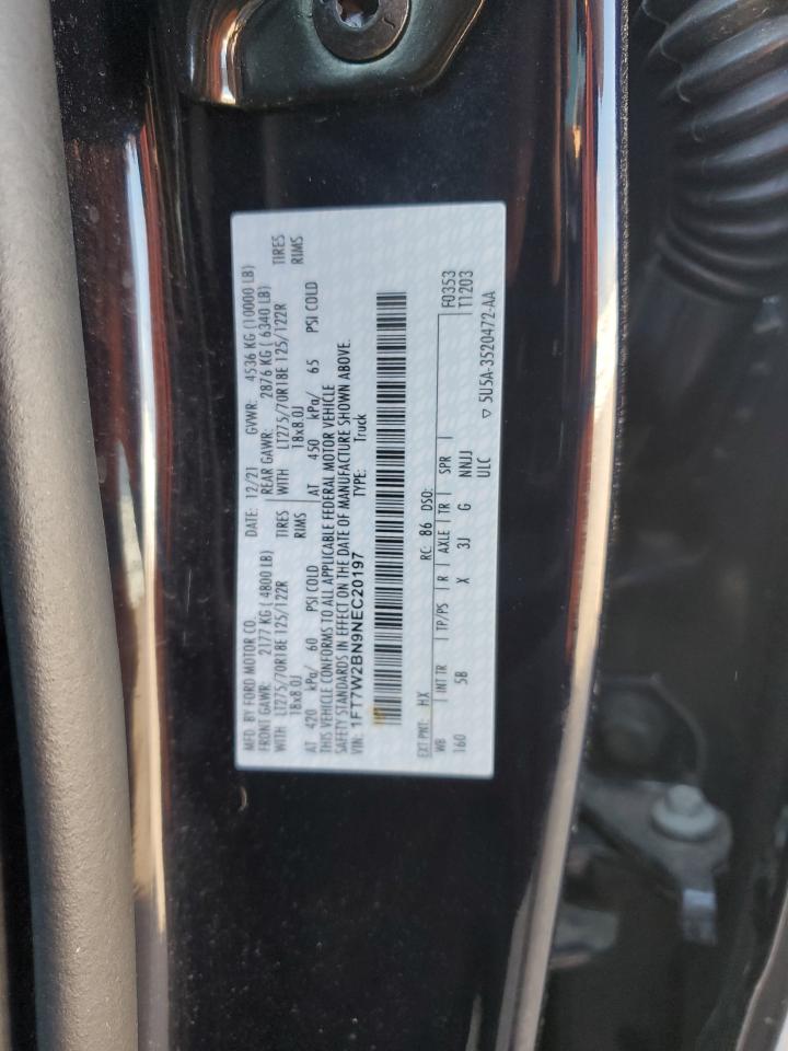 2022 Ford F250 Super Duty VIN: 1FT7W2BN9NEC20197 Lot: 65393185
