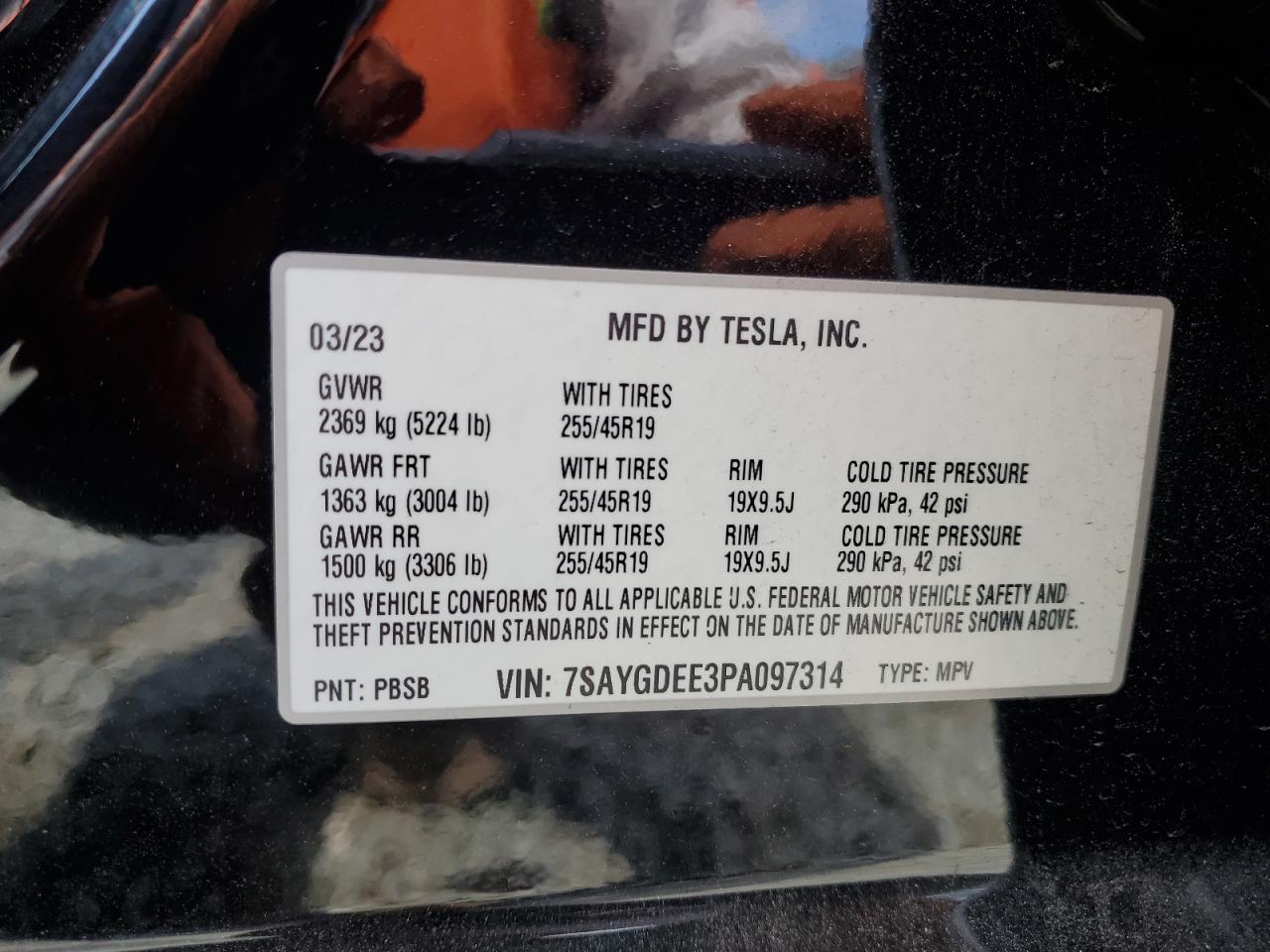 2023 Tesla Model Y VIN: 7SAYGDEE3PA097314 Lot: 64849645