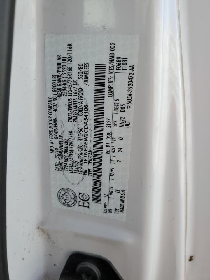 1FTNE2EW2CDA54106 2012 Ford Econoline E250 Van