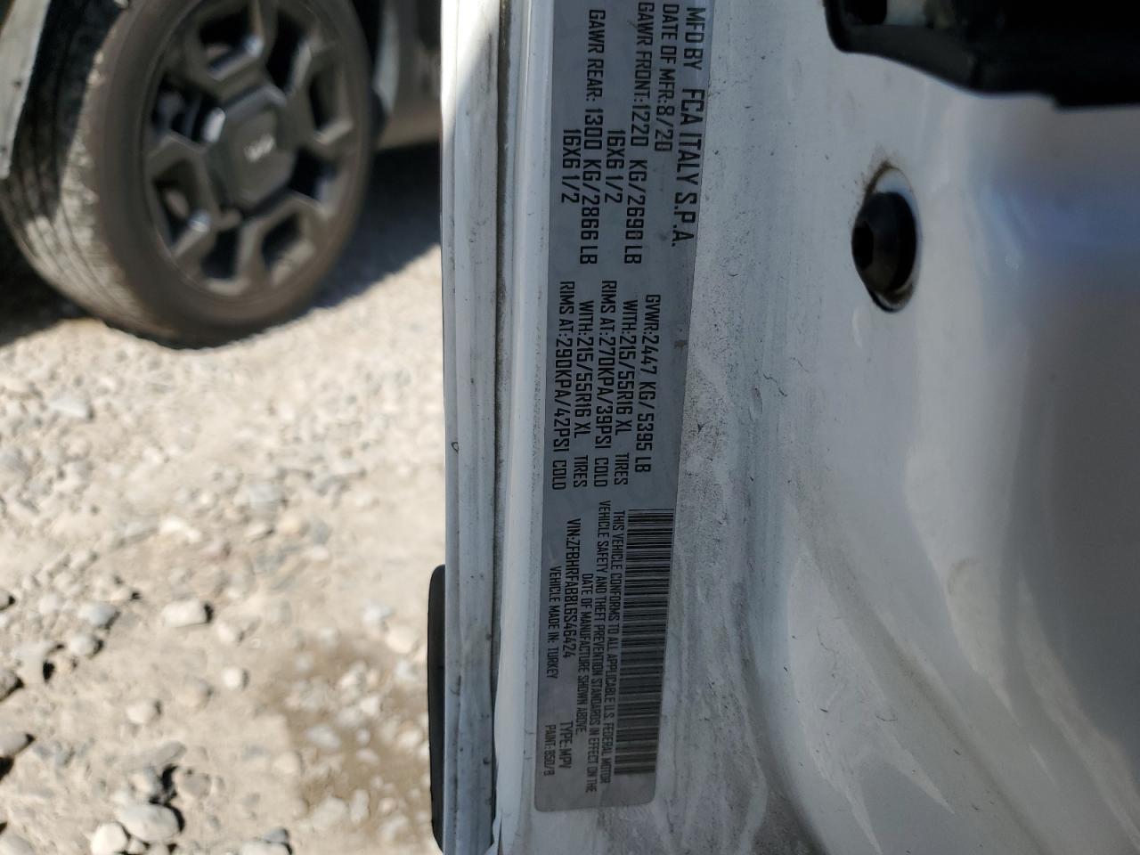 2020 Ram Promaster City VIN: ZFBHRFAB8L6S46424 Lot: 63070325