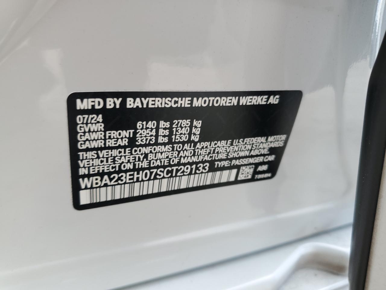 2025 BMW 740 I VIN: WBA23EH07SCT29133 Lot: 64286645