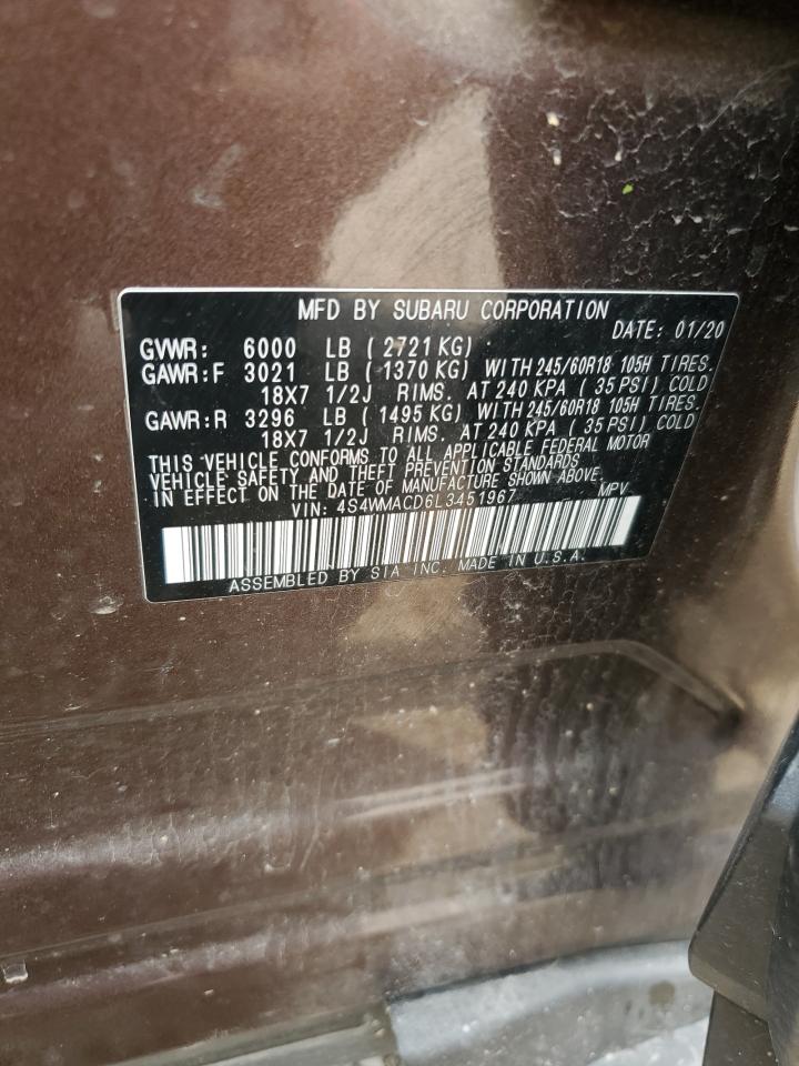 2020 Subaru Ascent Premium VIN: 4S4WMACD6L3451967 Lot: 62887005