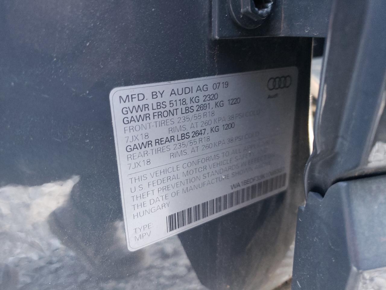 2019 Audi Q3 Premium Plus VIN: WA1BEDF33K1085331 Lot: 64170625