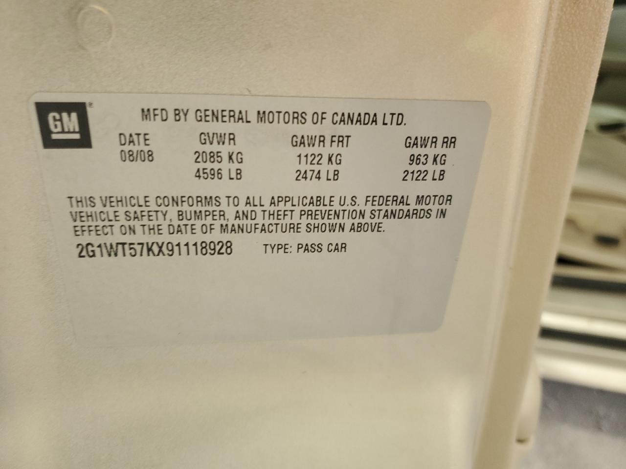 2009 Chevrolet Impala 1Lt VIN: 2G1WT57KX91118928 Lot: 82155715