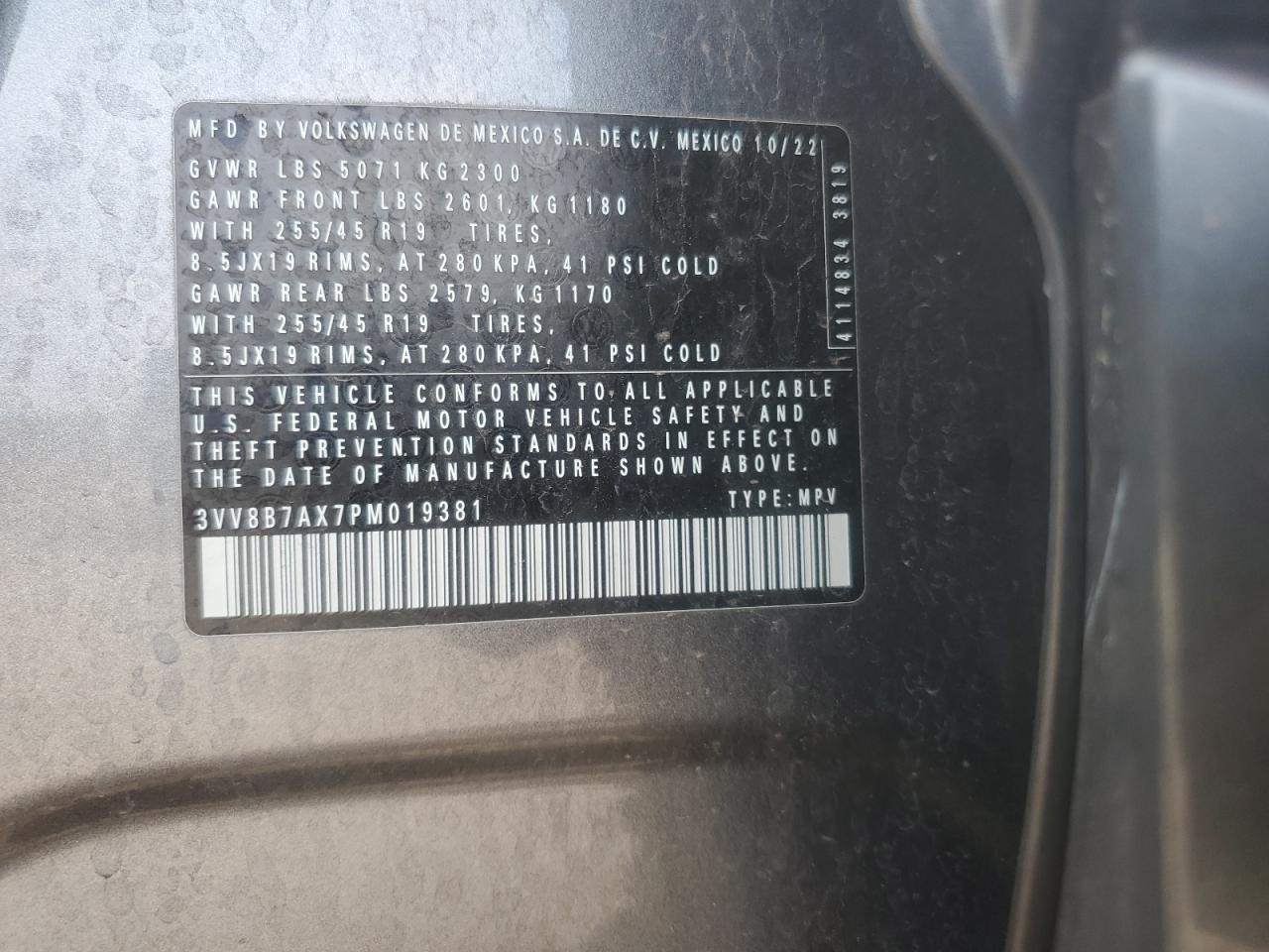 2023 Volkswagen Tiguan Se R-Line Black VIN: 3VV8B7AX7PM019381 Lot: 61945335