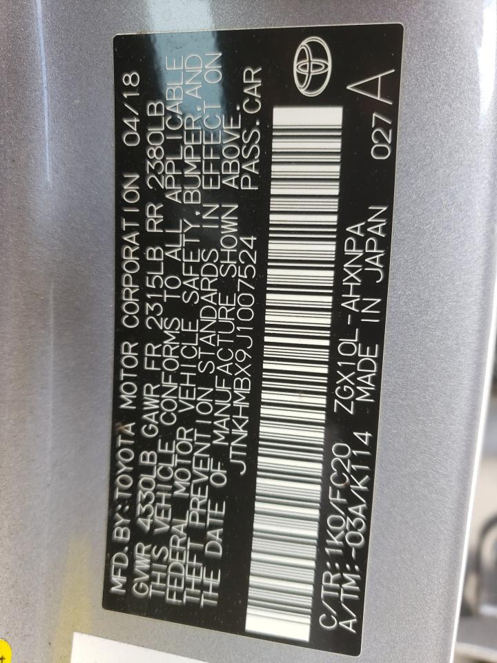 2018 Toyota C-Hr Xle VIN: JTNKHMBX9J1007524 Lot: 64639505