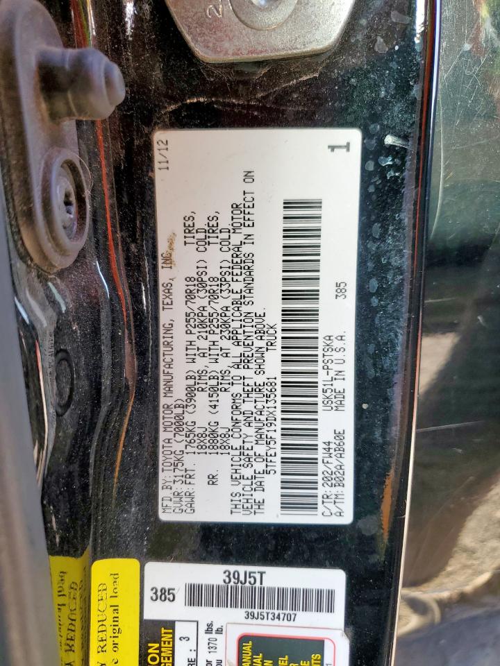 2013 Toyota Tundra Crewmax Sr5 VIN: 5TFEY5F19DX135681 Lot: 63618855