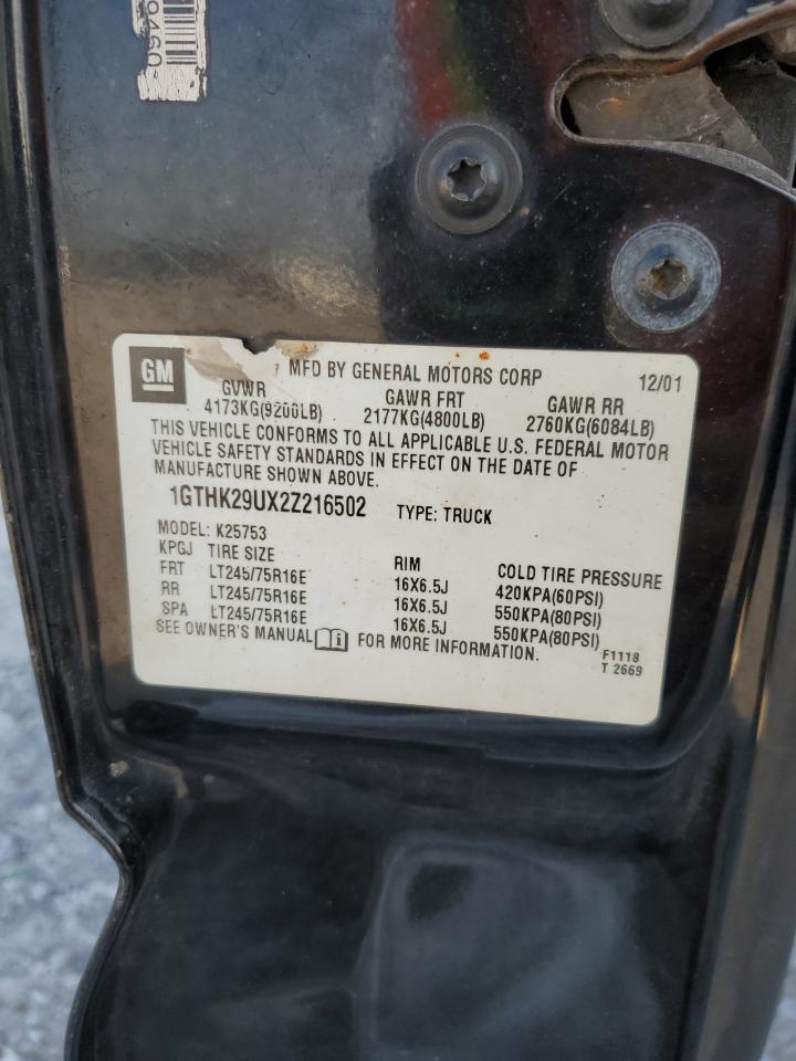 2002 GMC Sierra K2500 Heavy Duty VIN: 1GTHK29UX2Z216502 Lot: 63910535