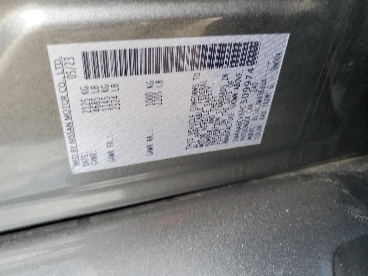 2023 Nissan Maxima Sv VIN: 1N4AA6CV8PC509974 Lot: 65187895