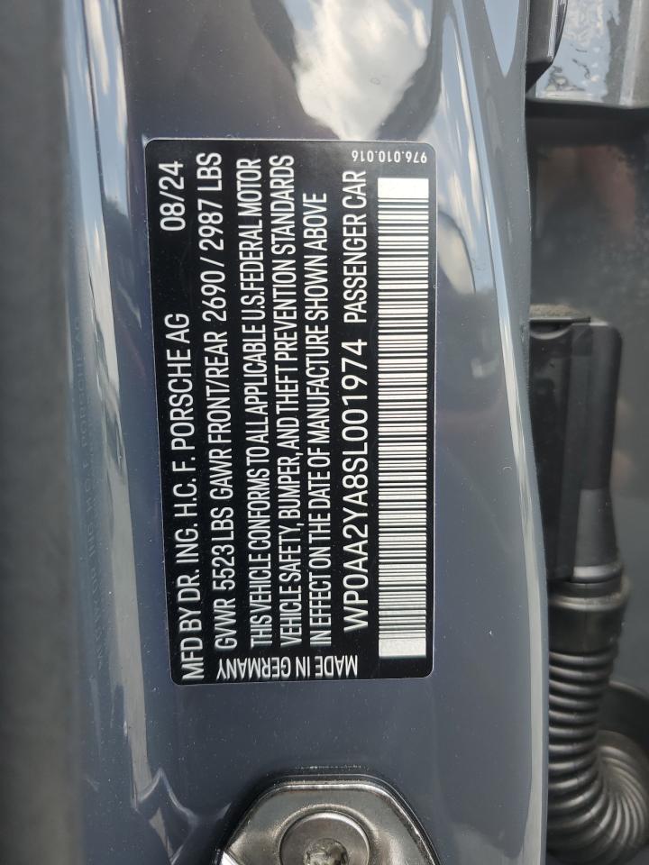 2025 Porsche Panamera Base VIN: WP0AA2YA8SL001974 Lot: 64427315