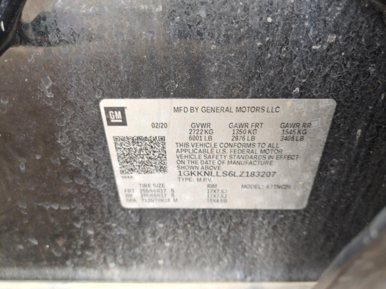 1gkknlls6lz183207 1GKKNLLS6LZ183207 2020 GMC Acadia At4