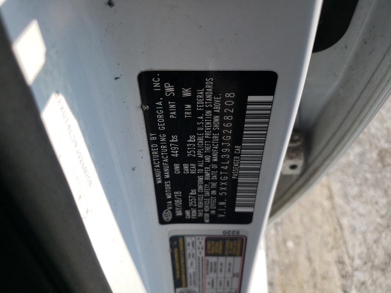 2018 Kia Optima Lx VIN: 5XXGT4L39JG268208 Lot: 64384665