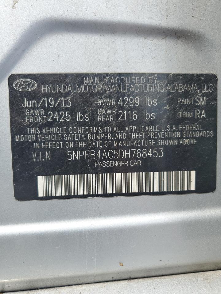 2013 Hyundai Sonata Gls VIN: 5NPEB4AC5DH768453 Lot: 62913175
