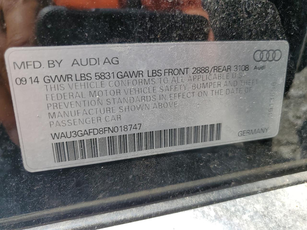 wau3gafd8fn018747 WAU3GAFD8FN018747 2015 Audi A8 L Quattro