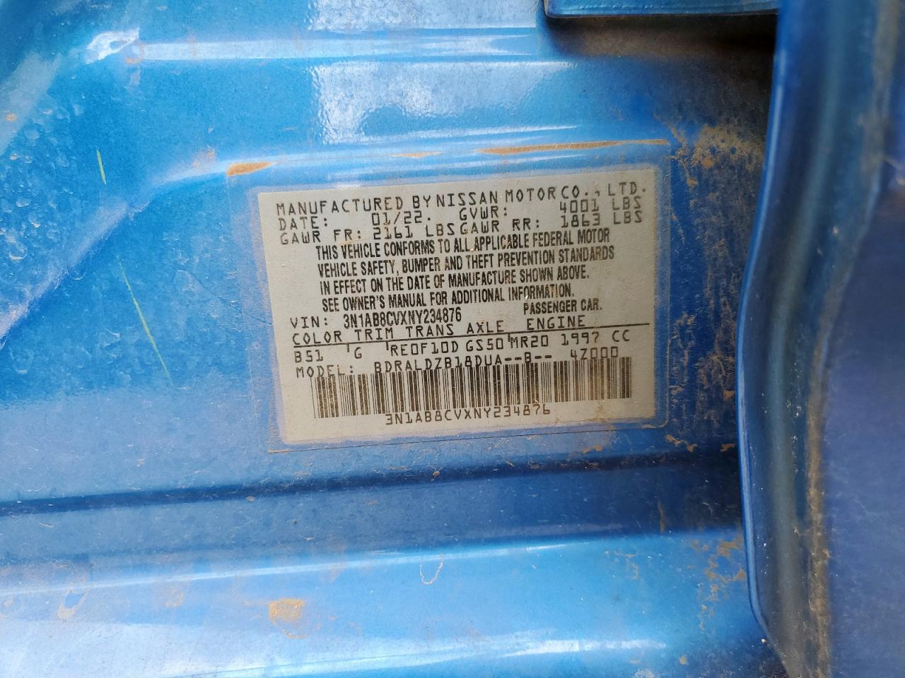 2022 Nissan Sentra Sv VIN: 3N1AB8CVXNY234876 Lot: 63091335