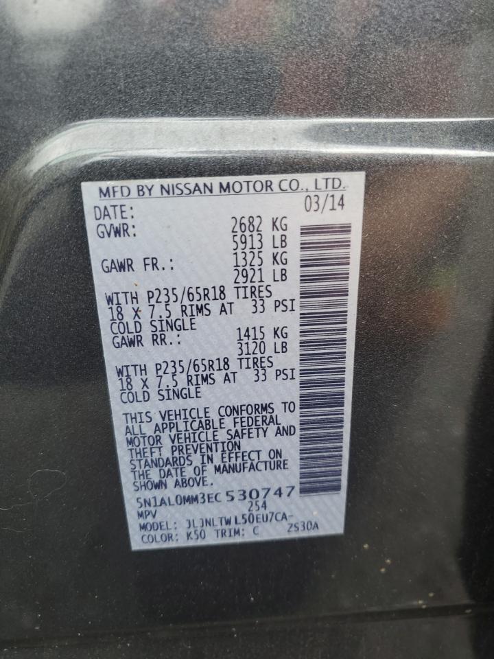 2014 Infiniti Qx60 VIN: 5N1AL0MM3EC530747 Lot: 65282145