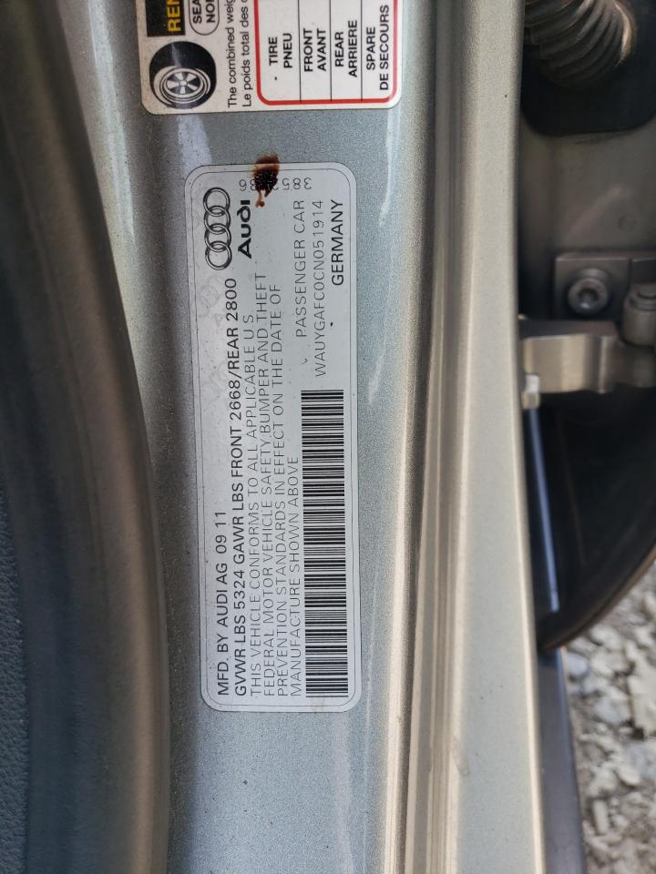 2012 Audi A7 Premium Plus VIN: WAUYGAFC0CN051914 Lot: 63140035