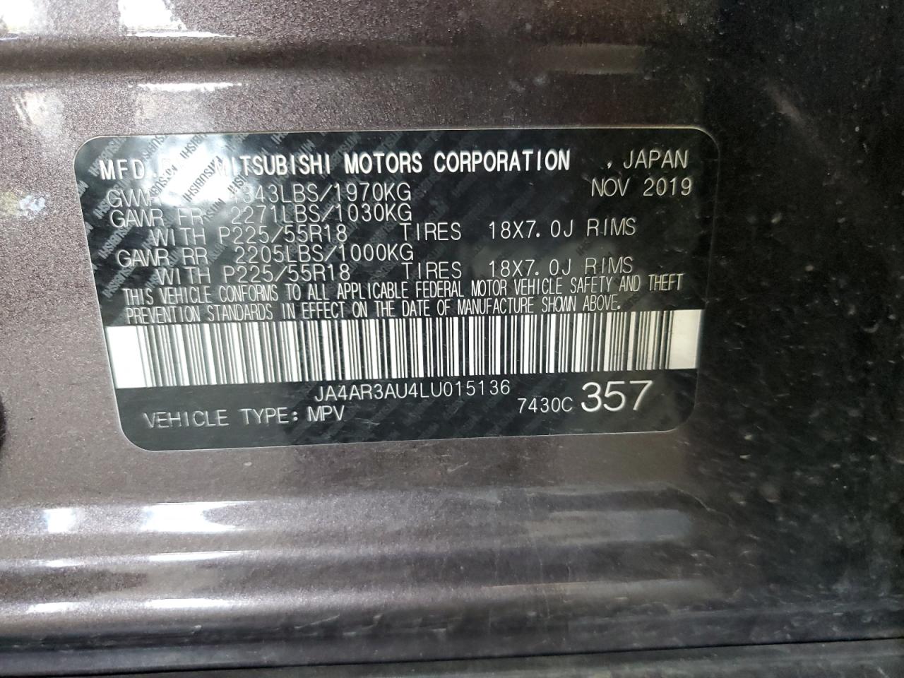 2020 Mitsubishi Outlander Sport Es VIN: JA4AR3AU4LU015136 Lot: 63207495