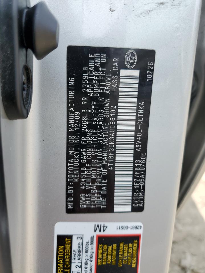 2010 Toyota Camry Base VIN: 4T1BF3EK3AU096182 Lot: 64178645