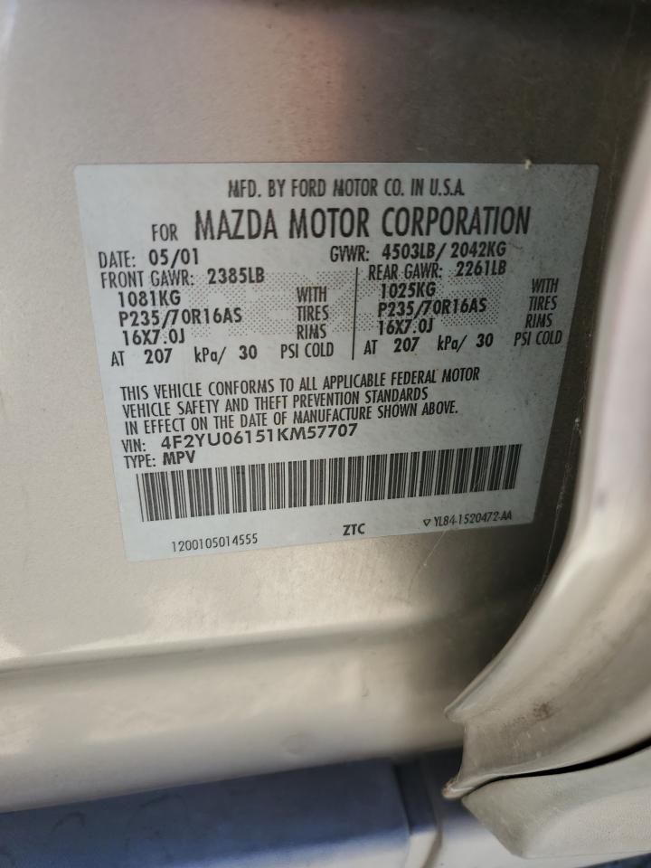 4f2yu06151km57707 4F2YU06151KM57707 2001 Mazda Tribute Dx
