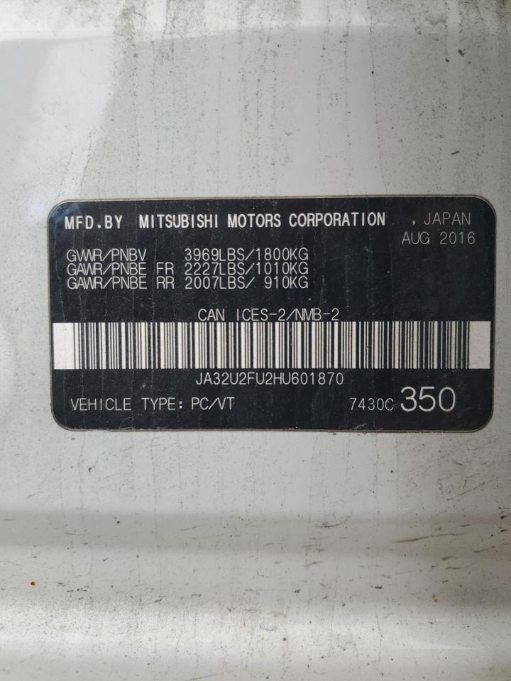 2017 Mitsubishi Lancer Es VIN: JA32U2FU2HU601870 Lot: 63575135