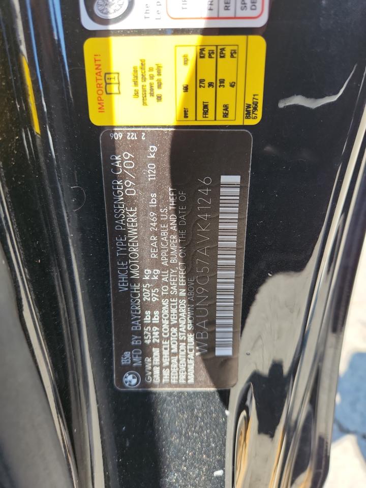 2010 BMW 135 I VIN: WBAUN9C57AVK41246 Lot: 63168115