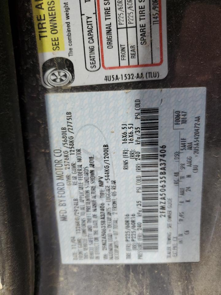 2005 Ford Freestar S VIN: 2FMZA50635BA37406 Lot: 65206215