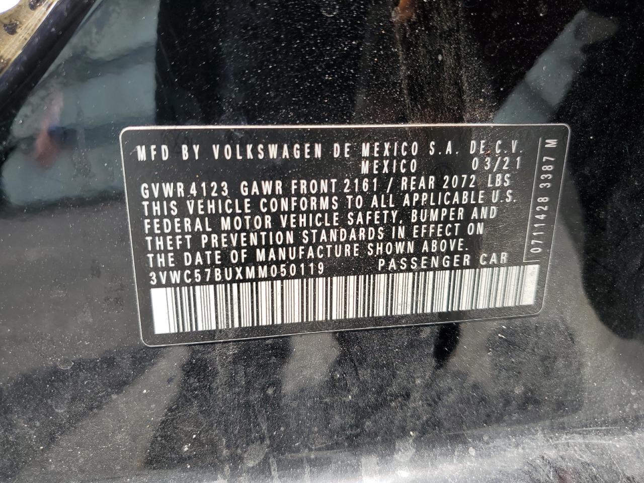 2021 Volkswagen Jetta S VIN: 3VWC57BUXMM050119 Lot: 63646715