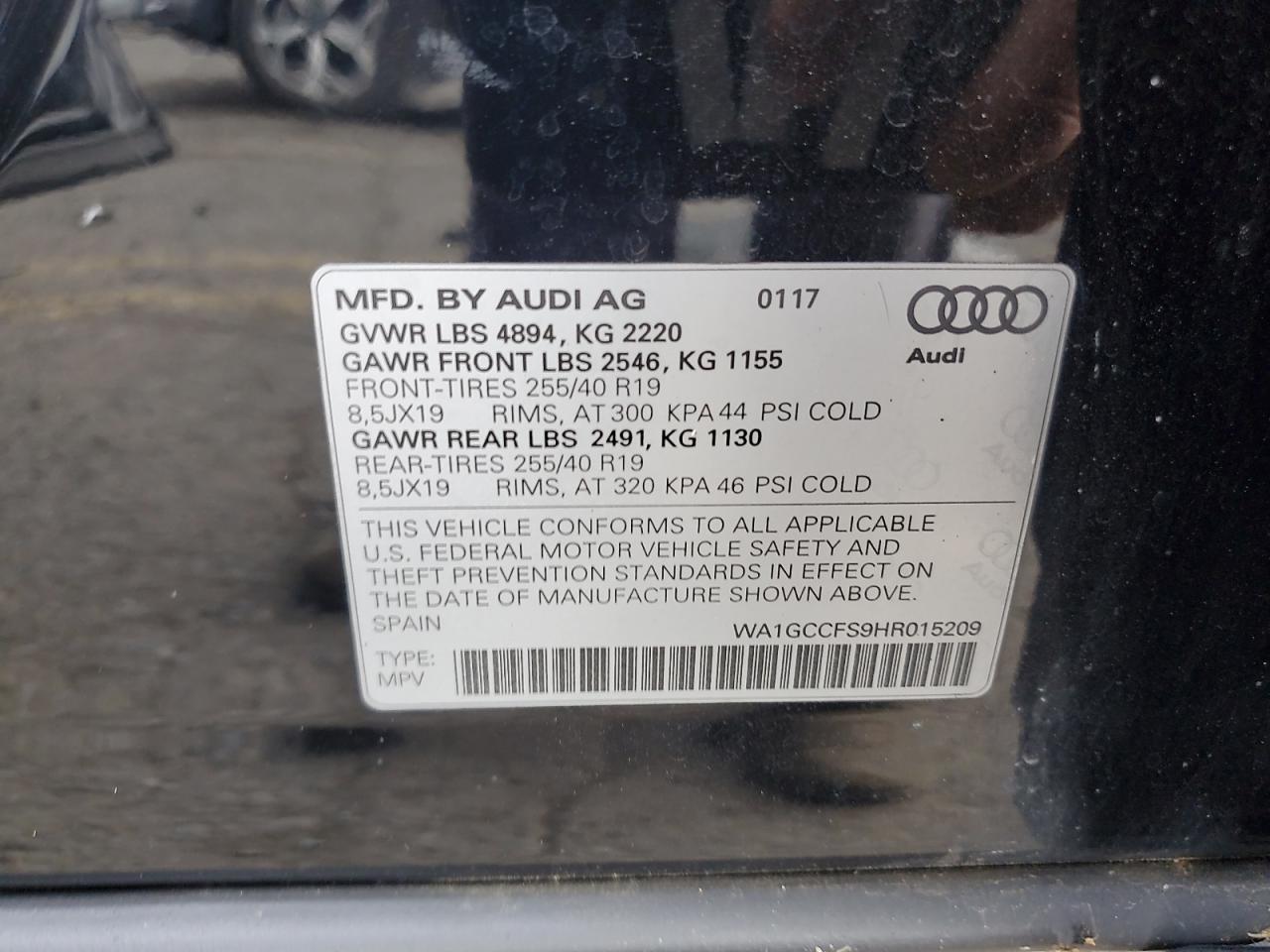 2017 Audi Q3 Prestige VIN: WA1GCCFS9HR015209 Lot: 64276825