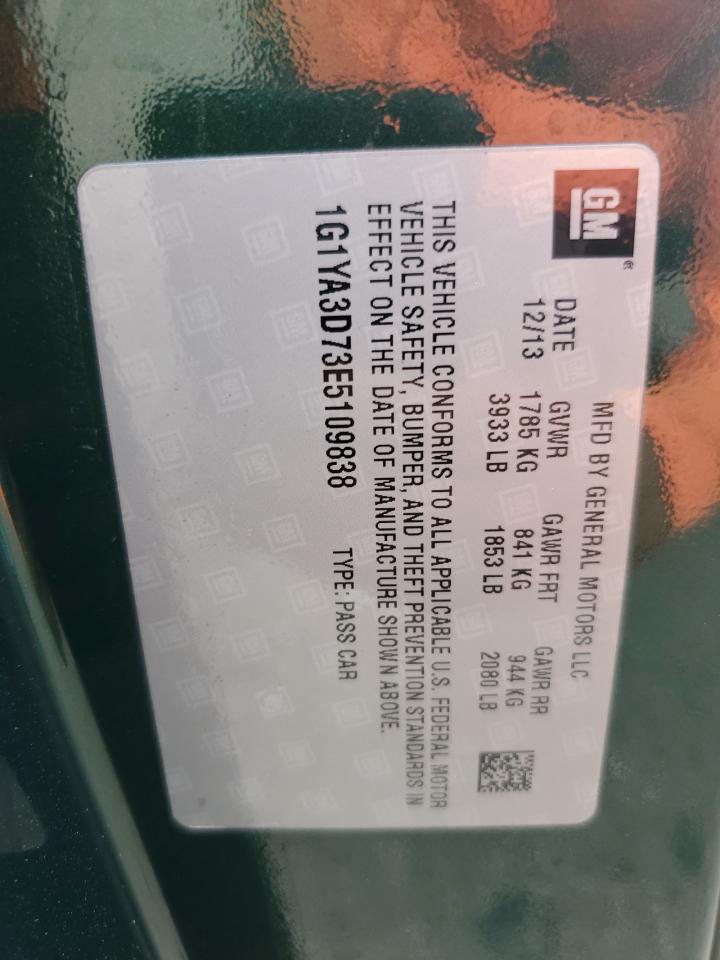 2014 Chevrolet Corvette Stingray 1Lt VIN: 1G1YA3D73E5109838 Lot: 64987545