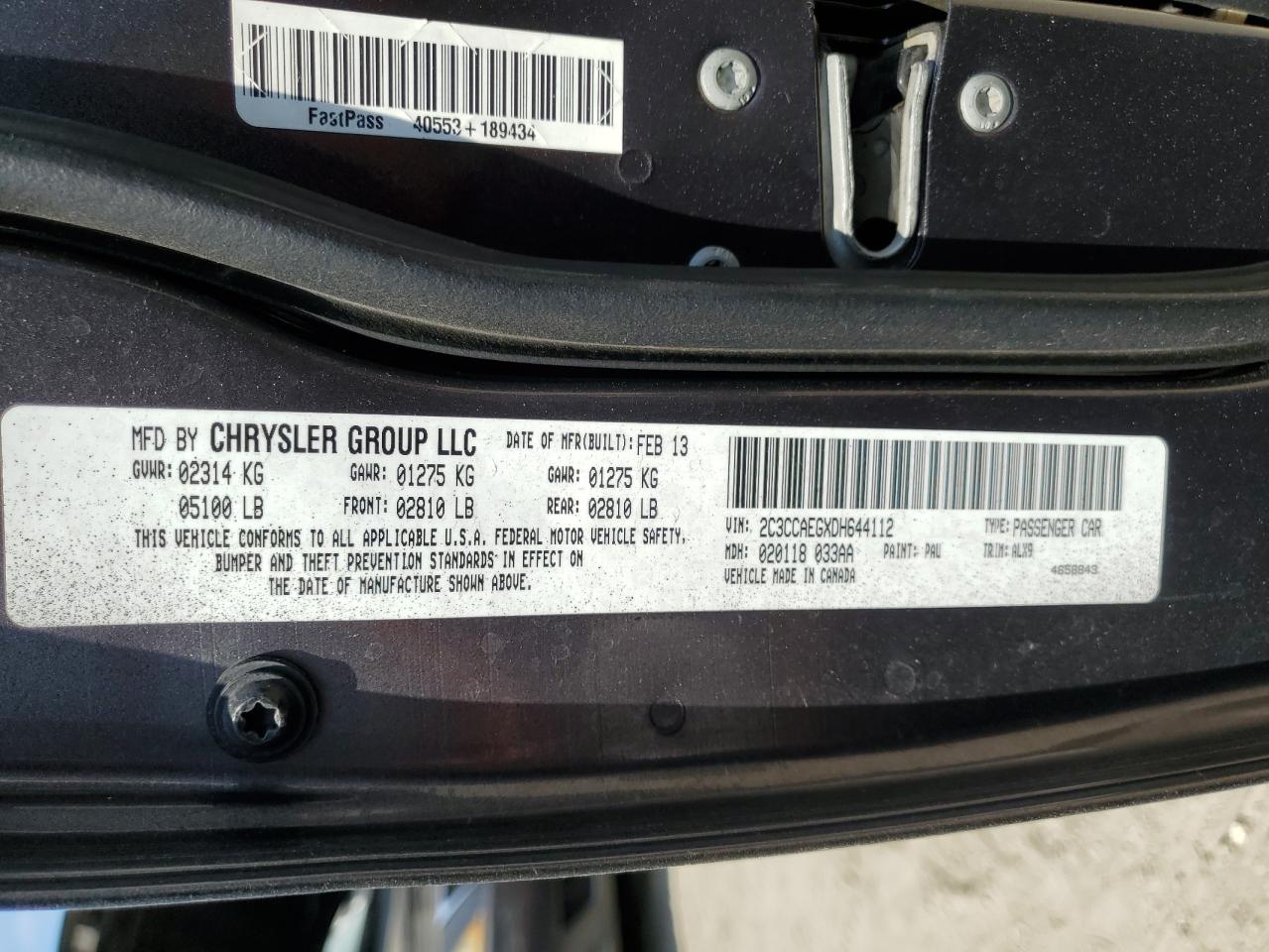 2c3ccaegxdh644112 2C3CCAEGXDH644112 2013 Chrysler 300C