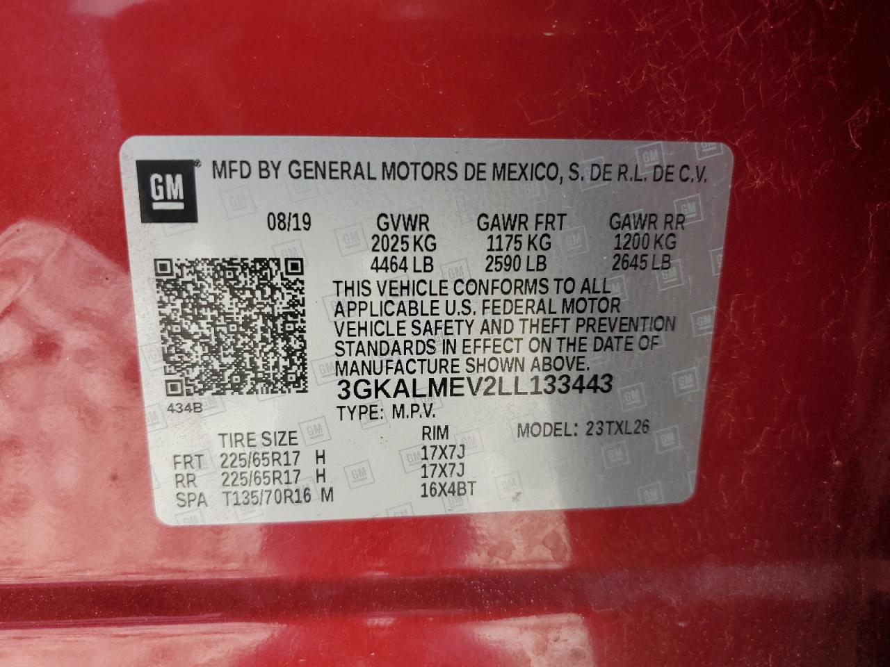2020 GMC Terrain Sle VIN: 3GKALMEV2LL133443 Lot: 62584195