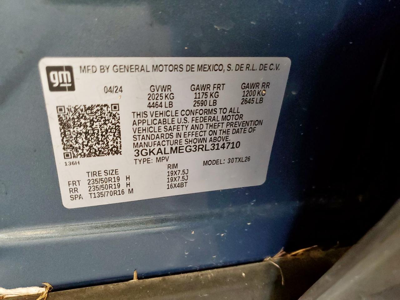 2024 GMC Terrain Sle VIN: 3GKALMEG3RL314710 Lot: 64017225