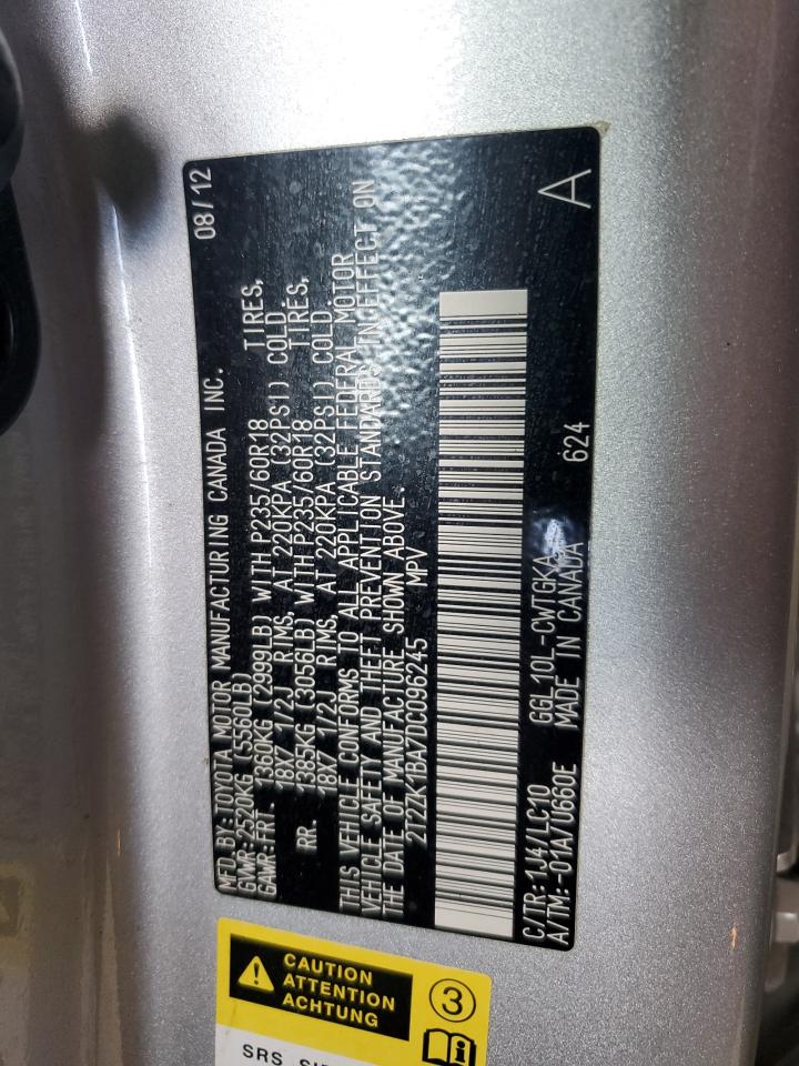 2013 Lexus Rx 350 VIN: 2T2ZK1BA7DC096245 Lot: 65852325