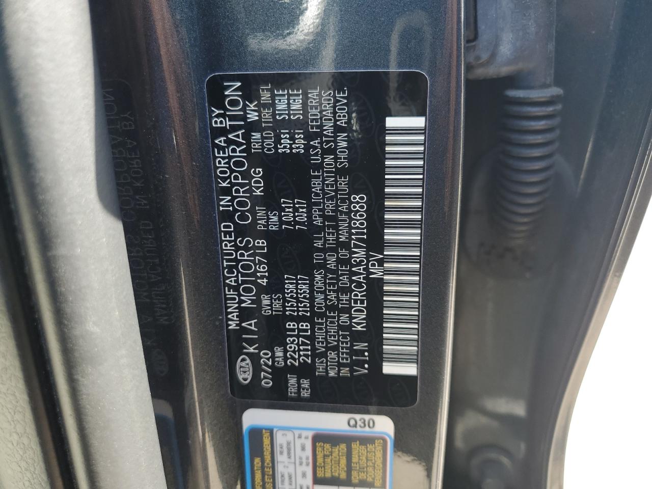 2021 Kia Seltos Ex VIN: KNDERCAA3M7118688 Lot: 64418715