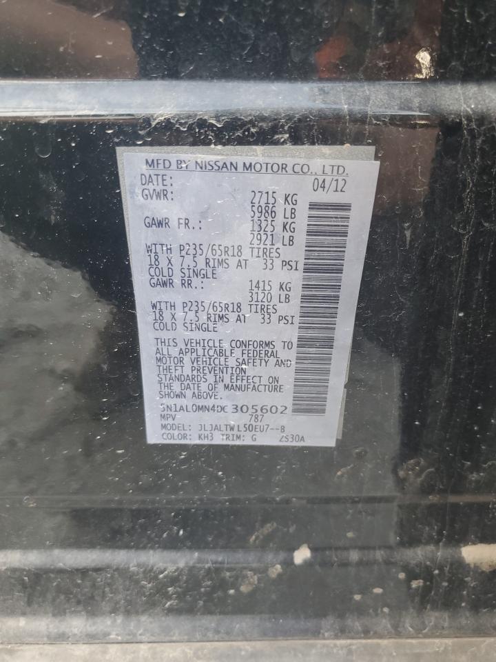 2013 Infiniti Jx35 VIN: 5N1AL0MN4DC305602 Lot: 66753275