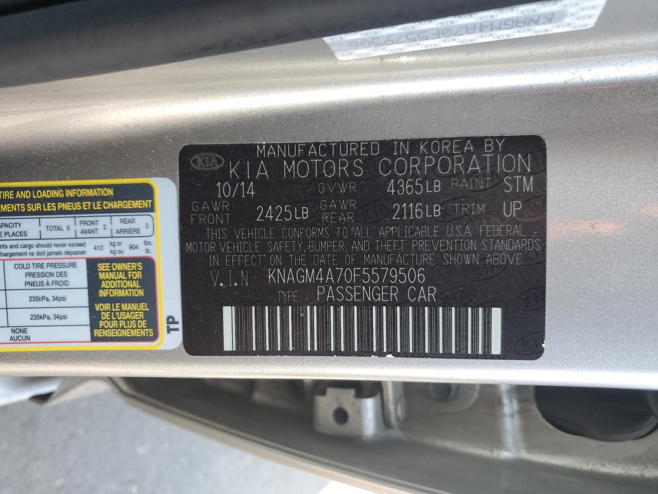 knagm4a70f5579506 KNAGM4A70F5579506 2015 Kia Optima Lx