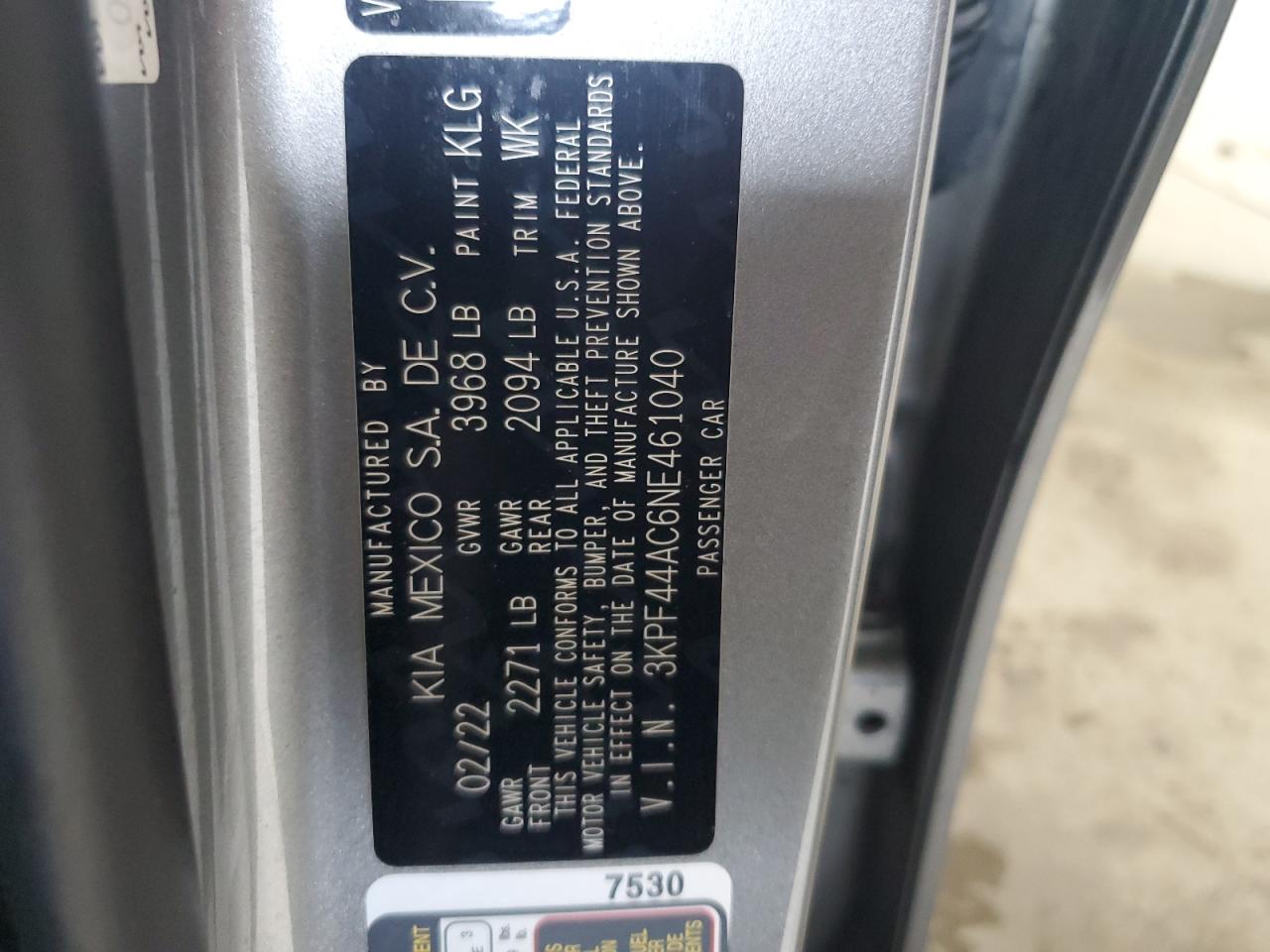 2022 Kia Forte Gt VIN: 3KPF44AC6NE461040 Lot: 64482075