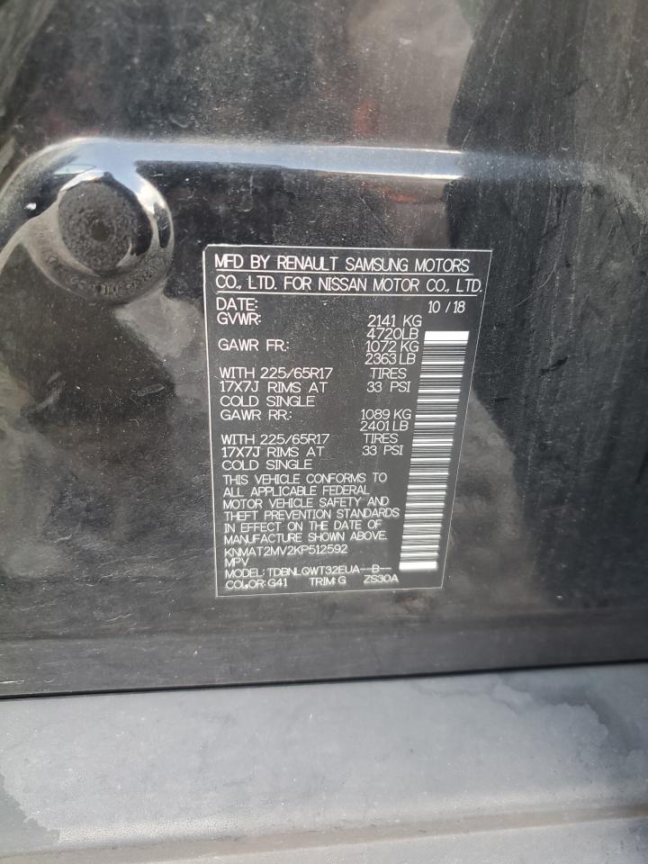 2019 Nissan Rogue S VIN: KNMAT2MV2KP512592 Lot: 65225285