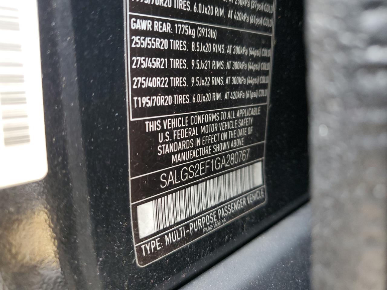 SALGS2EF1GA280767 2016 Land Rover Range Rover Supercharged