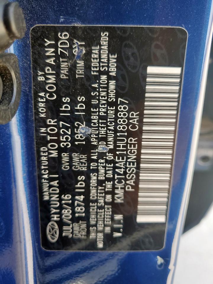 2017 Hyundai Accent Se VIN: KMHCT4AE1HU188887 Lot: 65283835