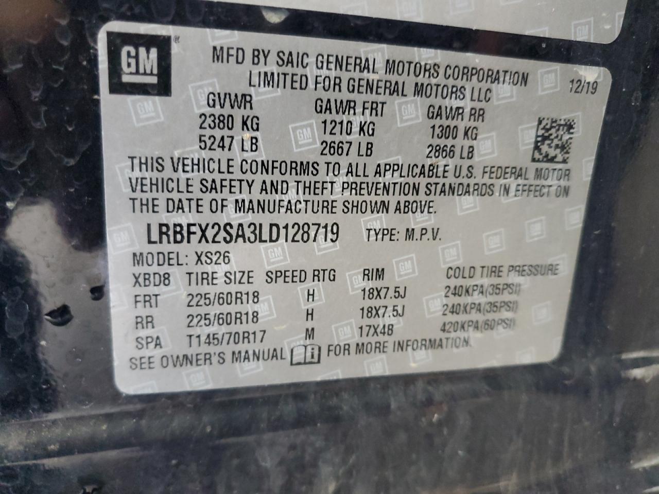 2020 Buick Envision Essence VIN: LRBFX2SA3LD128719 Lot: 65272505