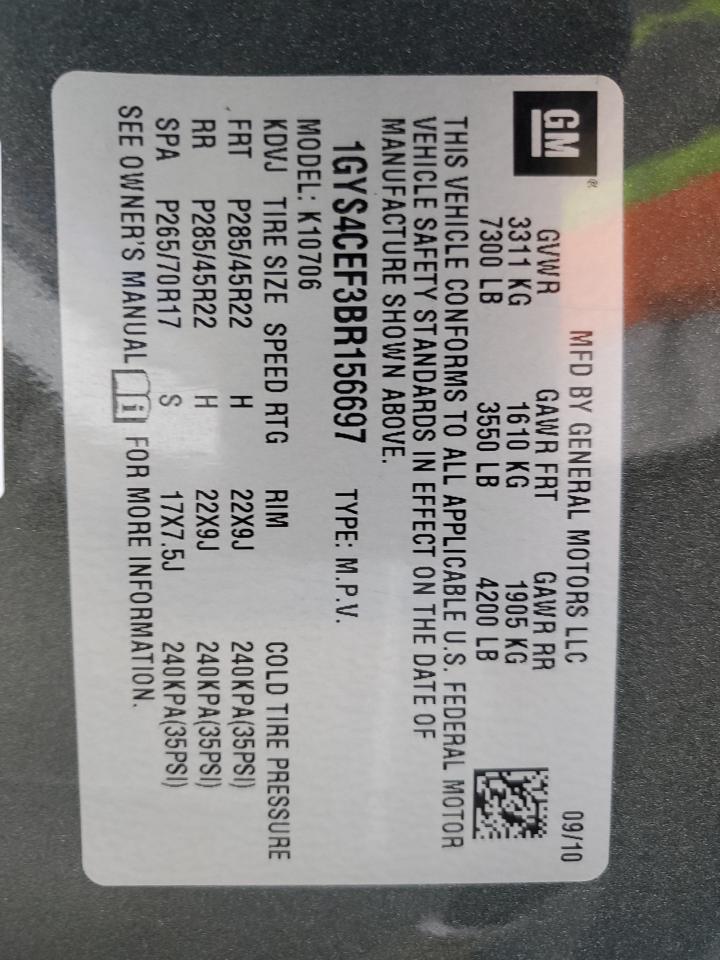 2011 Cadillac Escalade Premium VIN: 1GYS4CEF3BR156697 Lot: 65615735