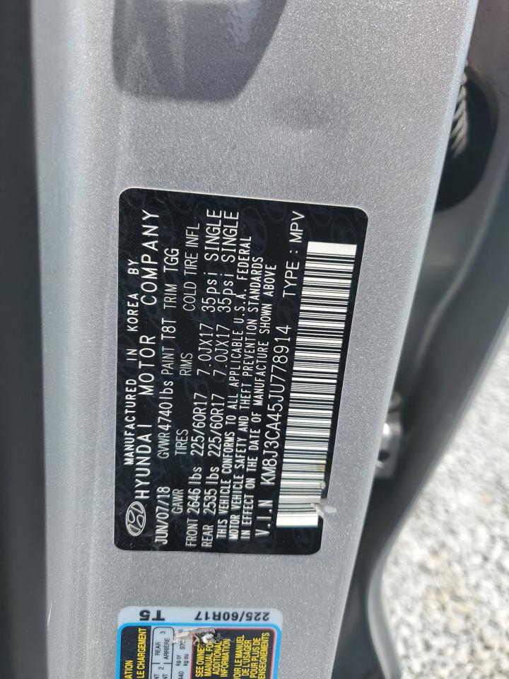 2018 Hyundai Tucson Sel VIN: KM8J3CA45JU778914 Lot: 64760935