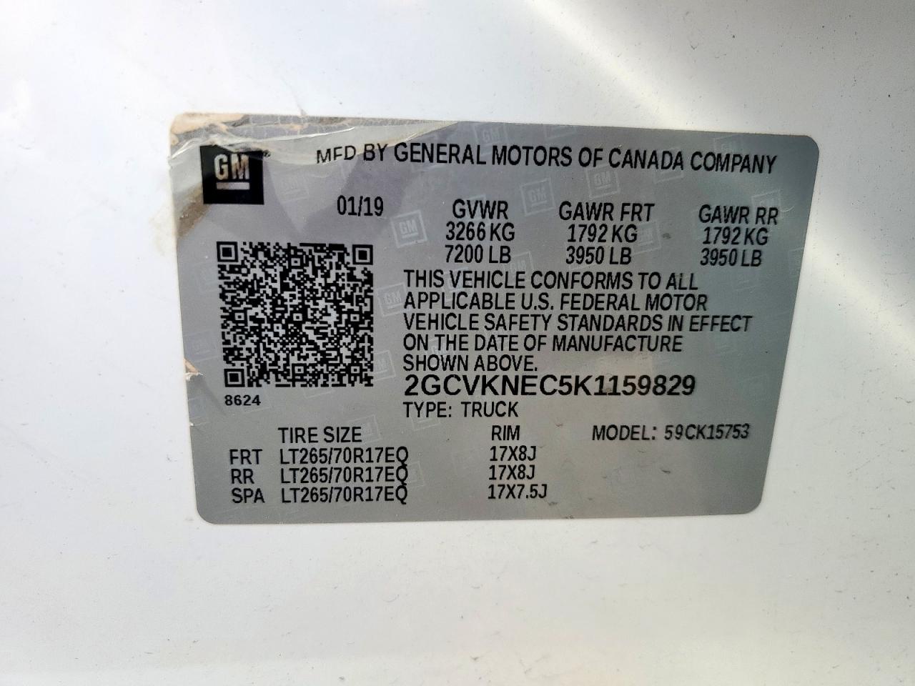 2019 Chevrolet Silverado Ld K1500 Base/Ls VIN: 2GCVKNEC5K1159829 Lot: 62343625