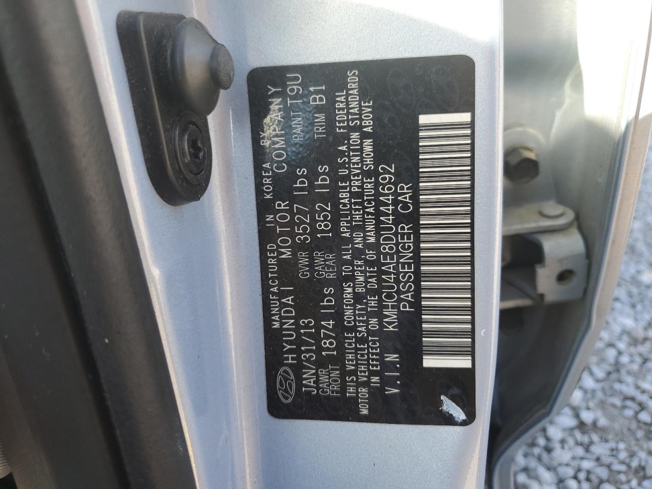 2013 Hyundai Accent Gls VIN: KMHCU4AE8DU444692 Lot: 63079325