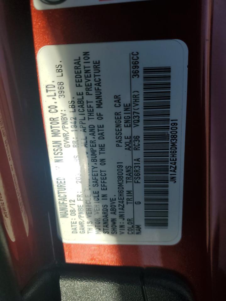 2013 Nissan 370Z Base VIN: JN1AZ4EH6DM380091 Lot: 63813965