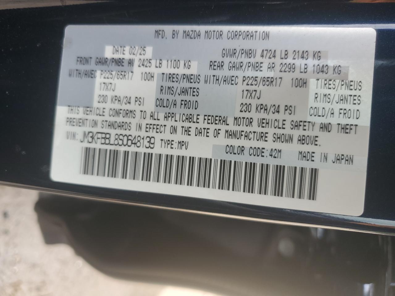 2020 Mazda Cx-5 Select VIN: JM3KFBBL8S0648139 Lot: 63647875